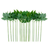 Yesok 50Pcs Floral Wire Stem with Leaves Artificial Plastic Rose Floral Wire Stems DIY Craft Bouquet Making Floral Arrangement T