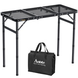 Anbte Folding Grill Table, Aluminum Camping Table Adjustable Height Max 27.5 Picnic Table Outdoor Table, Lightweight, Portable H