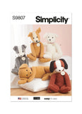 Simplicity Poseable Plush Puppies Sewing Pattern Kit by Elaine Heigl, Design Code S9807, 24 H, Multicolor