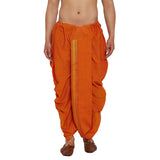 Sojanya Men'S Cotton Silk Dhotis(Orange, Free Size)