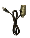 Creative Hobbies M995A Instant Lamp Kit Antique Brass Plated Push Thru On/Off Medium Base Lamp Socket is PreWired with 6 Foot