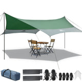 Forceatt 12x14FT Waterproof Camping Tarp with 2 Poles, Sun Shelter for Car, Tent, Hammock in Camping, Hiking, Backpacking, Garde