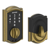 Schlage BE375 CAM 609 Touch Keyless Touchscreen Electronic Deadbolt Lock, Antique Brass