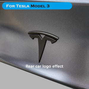 YHCDSEA for Model 3 Emblem Badge Sticker Cover, fit for Tesla Model 3 Logo Decals Accessories (Matt Black)