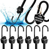 VBEST Extra Long Bungee Cords with Hooks - Large Heavy Duty Outdoor Black Bungie Straps Set of 6 Pieces 72 Inch 6 Ft