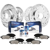 Detroit Axle - Brake Kit for 2006-2018 Toyota Rav4 Front & Rear Drilled and Slotted Disc Brake Rotors Ceramic Brakes Pads Replac