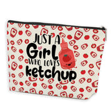 Ketchup Makeup Bag, Ketchup Gifts, Food Lover Gifts, Girl Gifts for Women Female Girls Sister Daughter Friend Graduation Friends