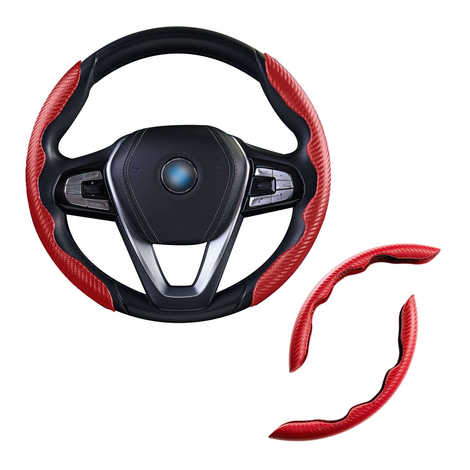 Wococn Steering Wheel Cover,Carbon Fiber Car Steering Wheel Cover With Non-Slip Lining,Universal Fit Most Of Car Interior Access