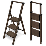 HillhutApex 3 Step Foldable Aluminum Step Ladder with Handgrip, Anti-Slip Pedal, 330lbs Capacity, Lightweight & Portable for Hom