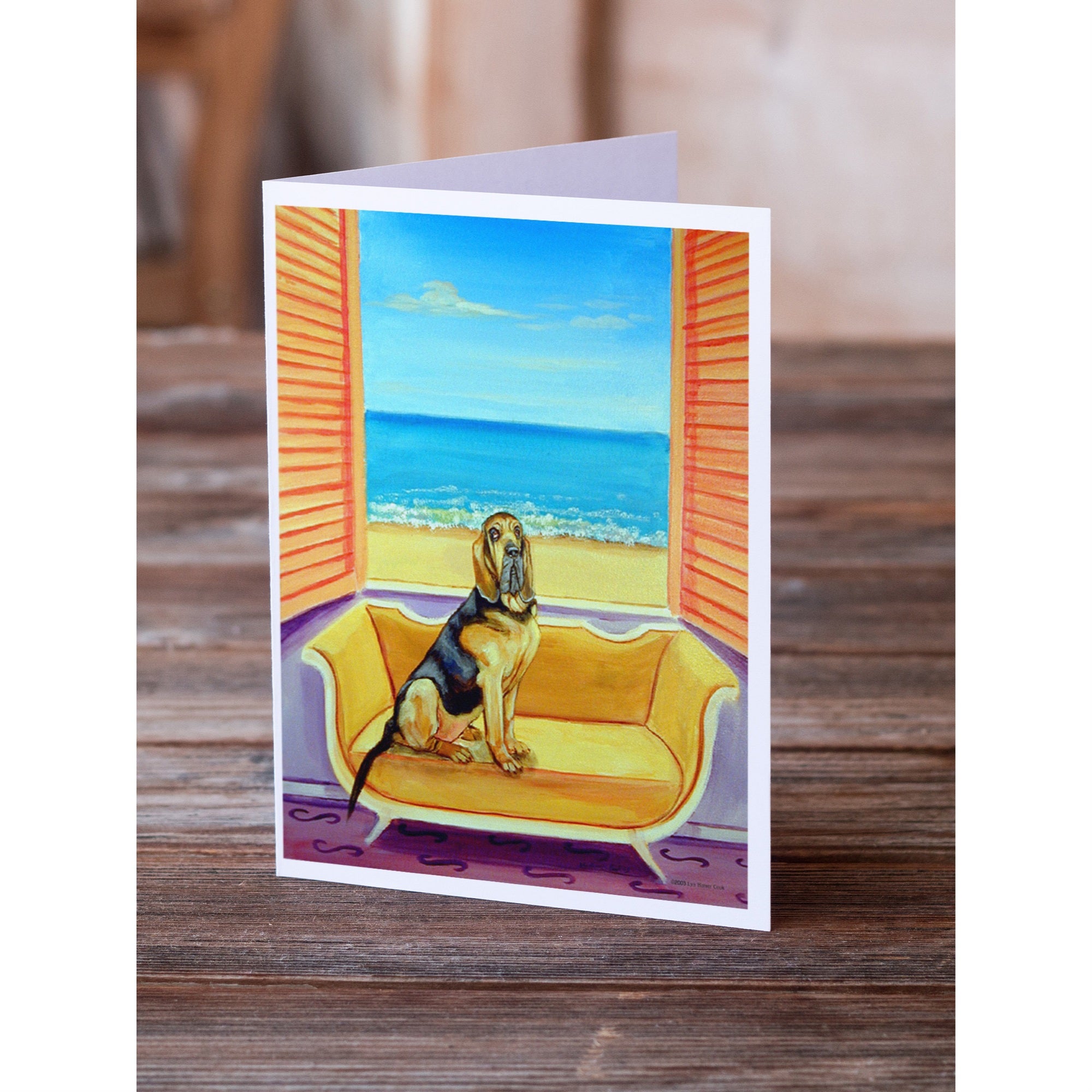 Bloodhound Couch Sitting Greeting Cards And Envelopes Pack Of 8