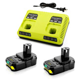 Powilling 2Pack 18V Replacement Battery for Ryobi 18V Lithium Battery 3.5Ah P102 P103 P105 P107 P108 P109 with P117 Ryobi Batter