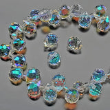 Chengmu 8mm Crystal Blue Strawberry Glass Beads for Jewelry Making, Faceted Teardrop Crytal Prism Spacer Beads for Pendants Brac