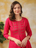 Rangita Pink Rayon Calf Length Embroidered Anarkali Kurti For Women | Kurta For Women_L