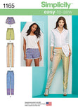Simplicity 1165 Misses Slim PullOn Pants, Shorts in 2 Styles Easy Sew Size: R5 (1416182022)