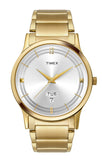 Timex Classics Analog Watch For Man With Silver Round Dial & Gold Stainless Steel Bracelet Band Water Resistant Men'S Wrist Watc