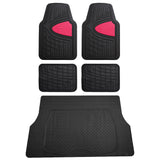 FH Group Premium Liners Tall Channel Trimmable All Weather Rubber Full Set Car Floor Mats (Pink) w. Trimmable All-Season Cargo L