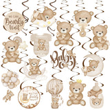 We Can Bearly Wait Hanging Swirls Bear Baby Shower Decorations Teddy Bear Hanging Streamers 20Pcs Bear Party Hanging Decorations