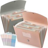 Harloon 2 Pack 24 Pockets Expanding File Folder With Cover Labels, Expanding File Organizer With Expandable Cover, Desktop Folde