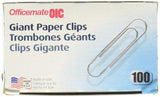 Officemate International Corp. 99914 Paper Clips, Giant.045 Gauge, 1000/PK, Silver