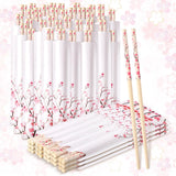 Suttmin 50 Pairs Cherry Disposable Bamboo Chopsticks Bulk Sleeved