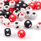 Boutigem 40Pcs Star Silicone Beads 12x12x12mm Cube Silicone Focal Beads Black White Red Square Soft Rubber Bead for Keychain Bra
