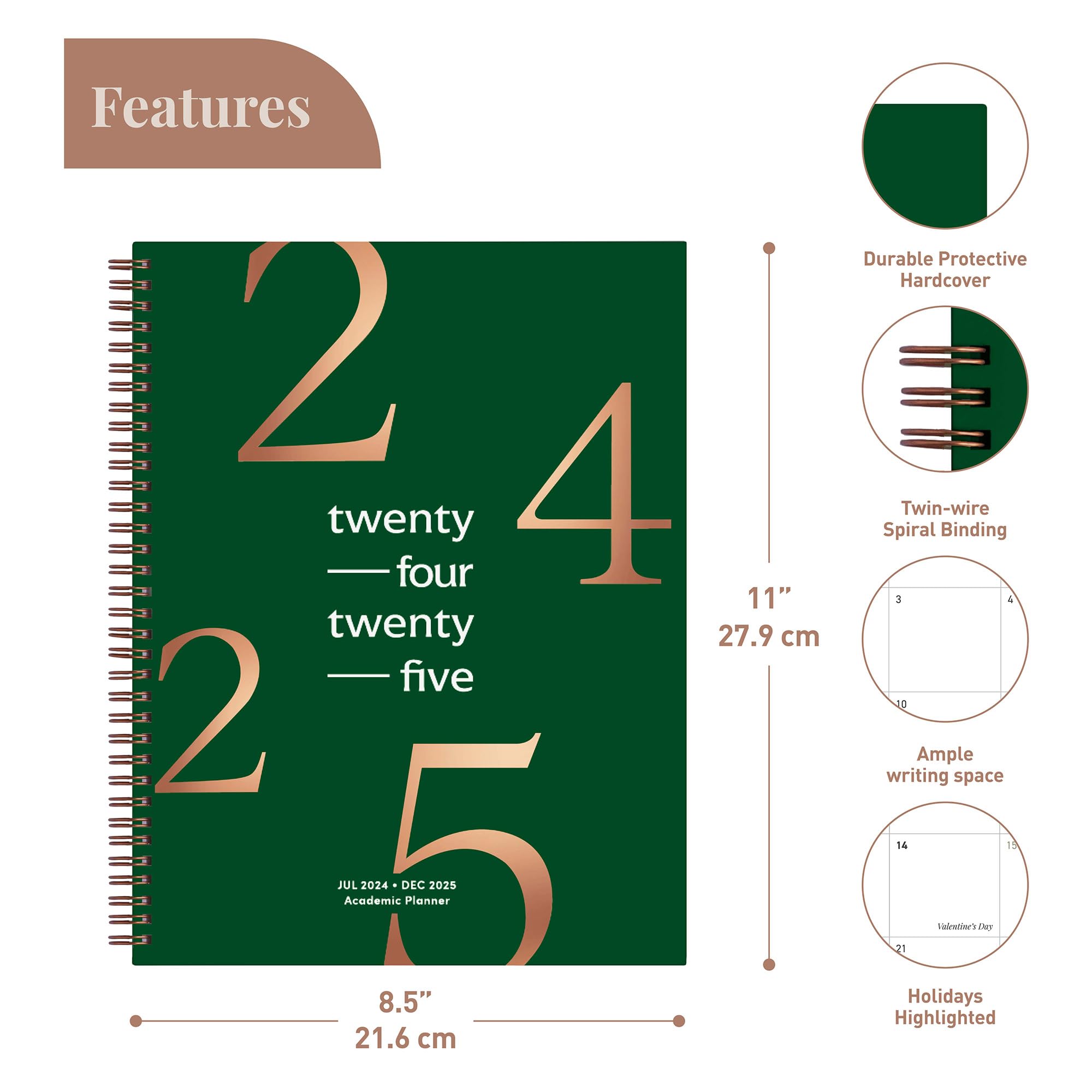 Riley's Planner 2024-2025 Academic Year, 18-Month School Calendar 2024-2025 Planner Book Hardcover, Monthly and Weekly Student P
