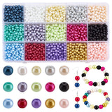 HOBBIESAY 2250Pcs 15 Colors Round Pearl Beads Bulk 4mm Pearl Beads for Jewelry Making Small Craft Bead Colorful Loose Spacer Bea