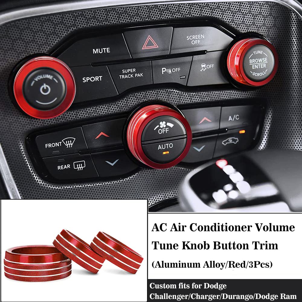 Auprite Climate Control Knob Covers For Challenger Accessories 2015-2023 2024, For Dodge Charger 2015-2023 2024, For Dodge Chrys