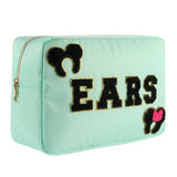 Dealkion Mouse Ears Bag Travel Case Hair Accessories Organizer Bow Mouse Ears Headbands Holder Storage Nylon Large Chenille Lett
