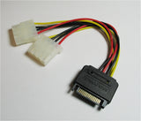 6 SATA 15-Pin Male to Dual 4-Pin Molex Female Y Splitter Adapter Cable