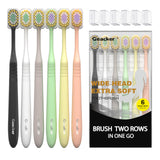 Geacker Extra Soft Toothbrush with Wide Head for Adults Sensitive Teeth and Gums, Ultra Soft Bristle Nano Travel Toothbrushes wi