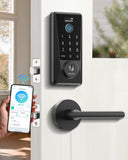 DESLOC D110 Plus Built-in Wi-Fi Smart Lock with 2 Lever Handles, Fingerprint Keyless Entry Door Lock Set, Touchscreen Keypad Dea