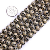 8mm Natural Dalmatian Jasper Beads Round Gemstone Loose Beads for Jewelry Making (47-50pcs/strand)