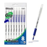 BAZIC 1737 Prima Blue Stick Pen w/ Cushion Grip (8/Pack)