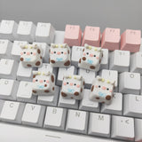Handmade Cartoon Calf Keycaps Cute PBT Base for ESC Key, Mechanical Keyboard Keycap Little Cow DIY Replace