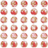 PONABEADIY 1 Box 60PCS 15MM Red Silicone Flower Beads with Hole Spring Floral Print Round Focal Loose Spacer Bead Bulk for Jewel