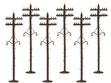 Lionel Electric O Gauge Model Train Accessories, Lighted Scale Telephone Poles, Pack of 6