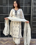 Gosriki Women'S Rayon Blend Straight Embroidered Kurta With Pant & Dupatta (Devanagri White-Gs_5Xl_White_Xxxxx-Large),White,5,B0DD76MZDD