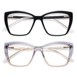 AMOMOMA Trendy TR90 Oversized Blue Light Reading Glasses Women,Stylish Square Cat Eye Glasses AM6031 C1+C3 Frame 1.0 x