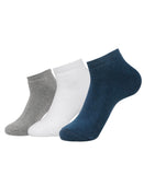 Jockey 7039 MenS Compact Cotton Terry Low Show Socks With Stayfresh Treatment (Pack Of 3)_White, Mid Grey Melange & Stellar_Fre