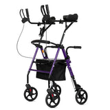 ELENKER Upright Walker, Stand Up Rollator Walker with Padded Seat and Backrest, Compact Folding, Fully Adjustment Frame for Seni
