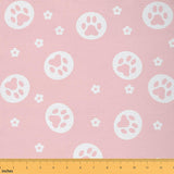 Pink Paw Print Fabric by The Yard Cute Cartoon Flowers Decor Fabrics for Sewing Supplies Animal Pet Dog Cat Paw Print Fabric for