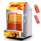 WantJoin Hot Dog Steamer - 28.8QT Electric Commercial Hot Dog Steaming Machine with Bun Warmer, Glass Sliding Door for 175 Hot D
