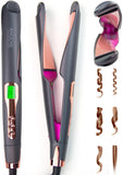 ANGENIL Pro Twist Ceramic Flat Iron 1 Inch, Dual Voltage Hair Straightener and Curler 2 in 1, Multi-Stylers Round Flat Iron Hair