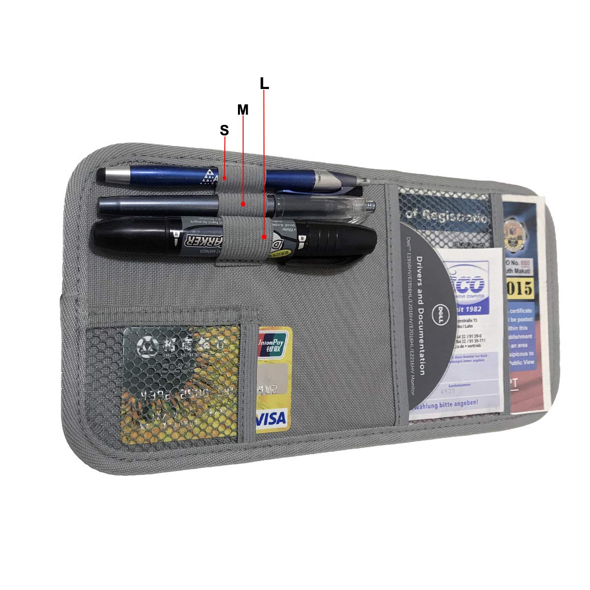 ZugGear Car Sun Visor Organizer, Auto Visor Holder Interior Accessories Pocket Organizer - Car Registration Holder Document Stor