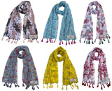 Fusfus WomenS Printed Chiffon Scarves And Stoles, Free Size(Multicolour, Fs846) Pack Of 6 (Multicolor4)
