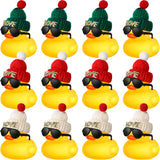 Chivao 12 Pcs Mini Rubber Ducks with Sunglasses/ Glasses and Hats/ Necklace, Cruise Rubber Ducks in Bulk Valentine Gift Small Ba