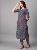 Gosriki Women'S Cotton Blend Traditional Straight Printed Kurta And Palazzo Set (Janar Dark Blue-32_Xxl-Gs_Dark Blue_Xx-Large),Dark Blue,2,B0BRFSCSTT