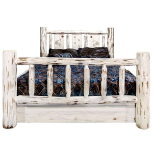 Montana Collection King Storage Bed W/Laser Engraved Wolf Design, Ready To Finish