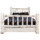 Montana Collection King Storage Bed W/Laser Engraved Wolf Design, Ready To Finish